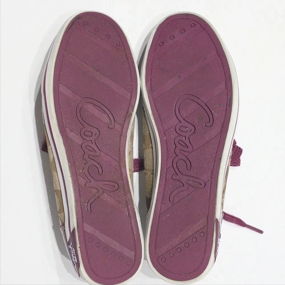 Coach Brodi Burgundy Patent Leather Signature C Monogram Sneakers Women 6.5B